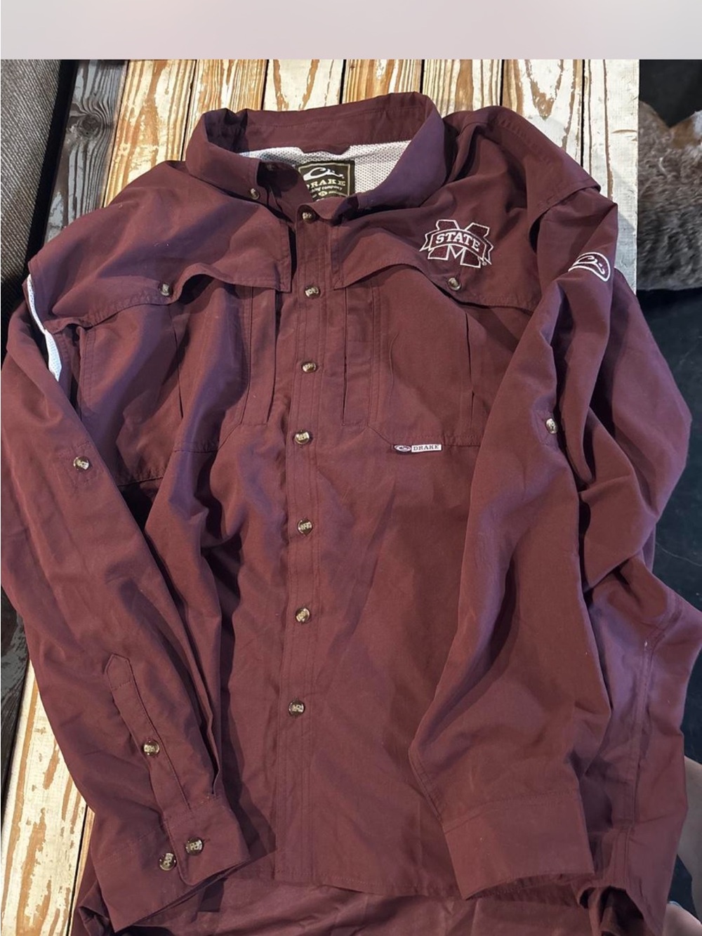 Drake Mississippi State Men's Maroon Long-Sleeve Button-Down Shirt